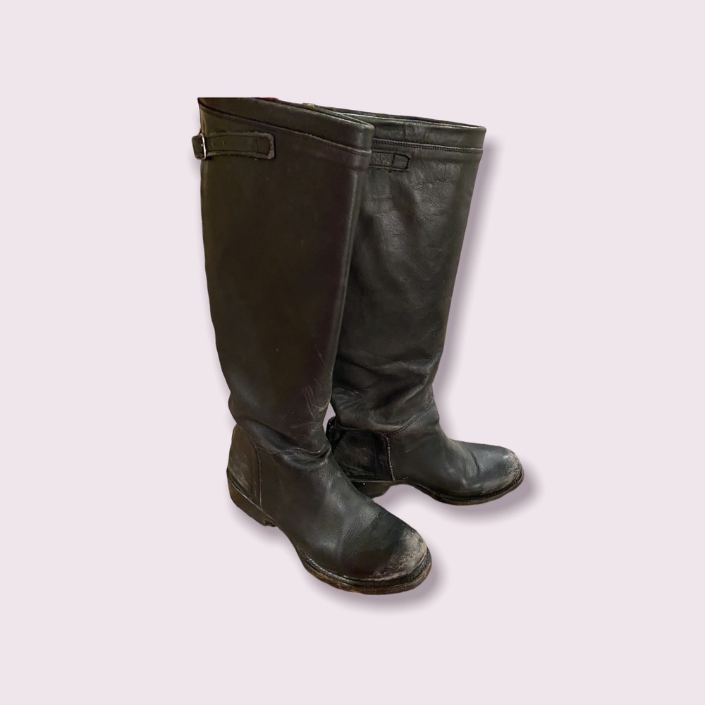 Ash Tall Distressed Black Zipper Boot